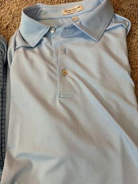 Peter Millar Light Blue Micro-Striped Polo